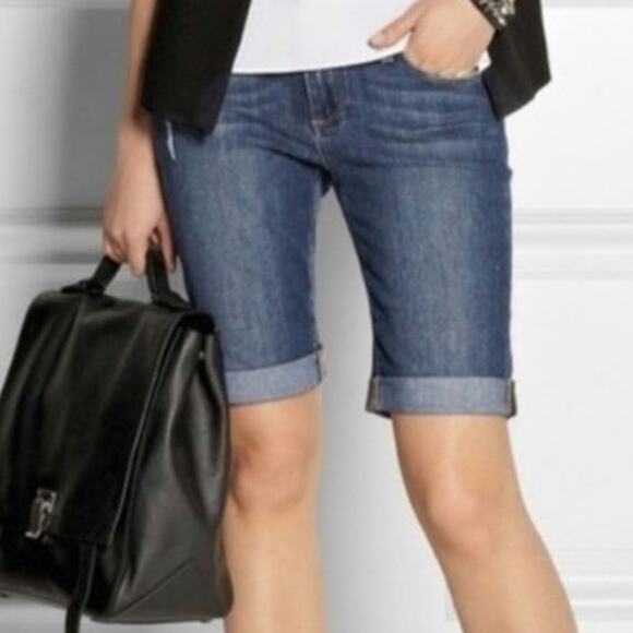 PAIGE Scheyla Raw Hem Cuffed Denim Shorts DNM573 Size 31 - Picture 1 of 16